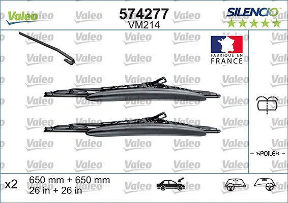 Гумка щітки склоочисника, комплект VALEO 574277