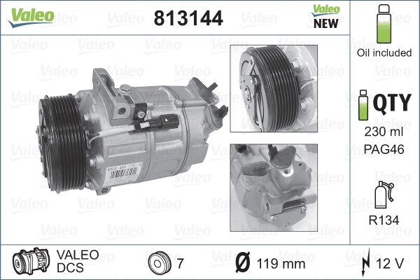 Компресор системи кондиціювання VALEO 813144 ціна, від 350.45 USD