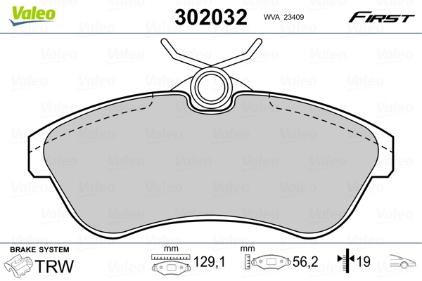 302032 VALEO Передні гальмівні колодки