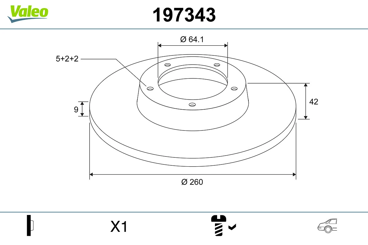 Купити 197343 VALEO Диск заднього гальма