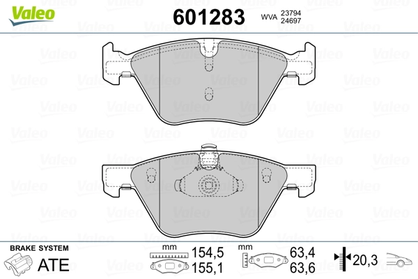 601283 VALEO Передні гальмівні колодки