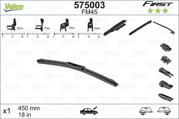 Купити 575003 VALEO Щітка-двірник лобового скла, пасажирська