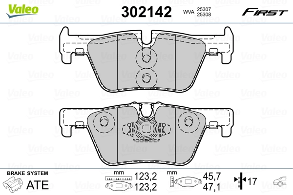 302142 VALEO Колодки гальмівні задні, дискові
