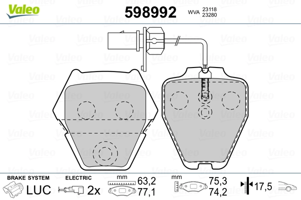 598992 VALEO Передні гальмівні колодки