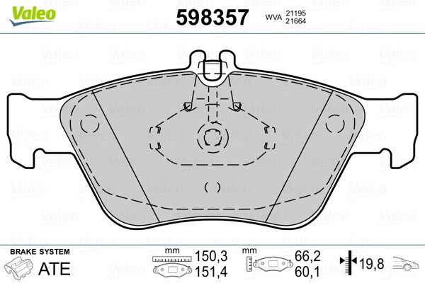598357 VALEO Передні гальмівні колодки