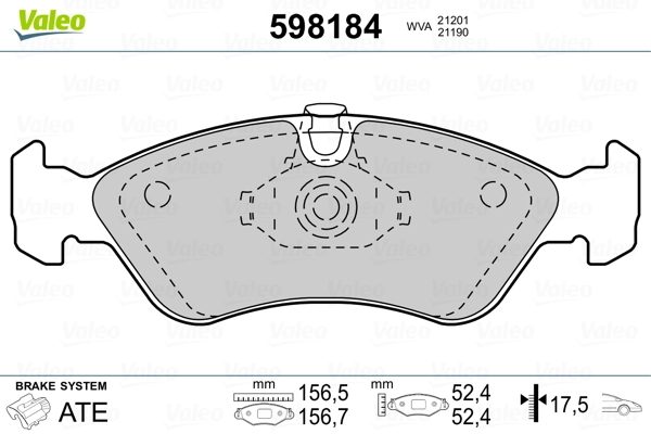 598184 VALEO Передні гальмівні колодки