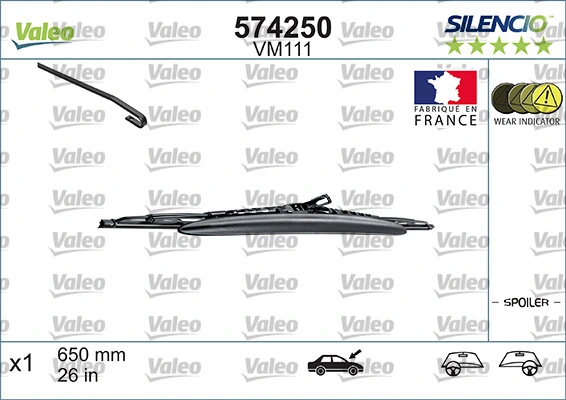 Щітка склоочисника лобового скла, водійська VALEO 574250
