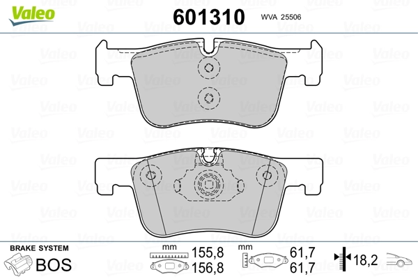 601310 VALEO Передні гальмівні колодки
