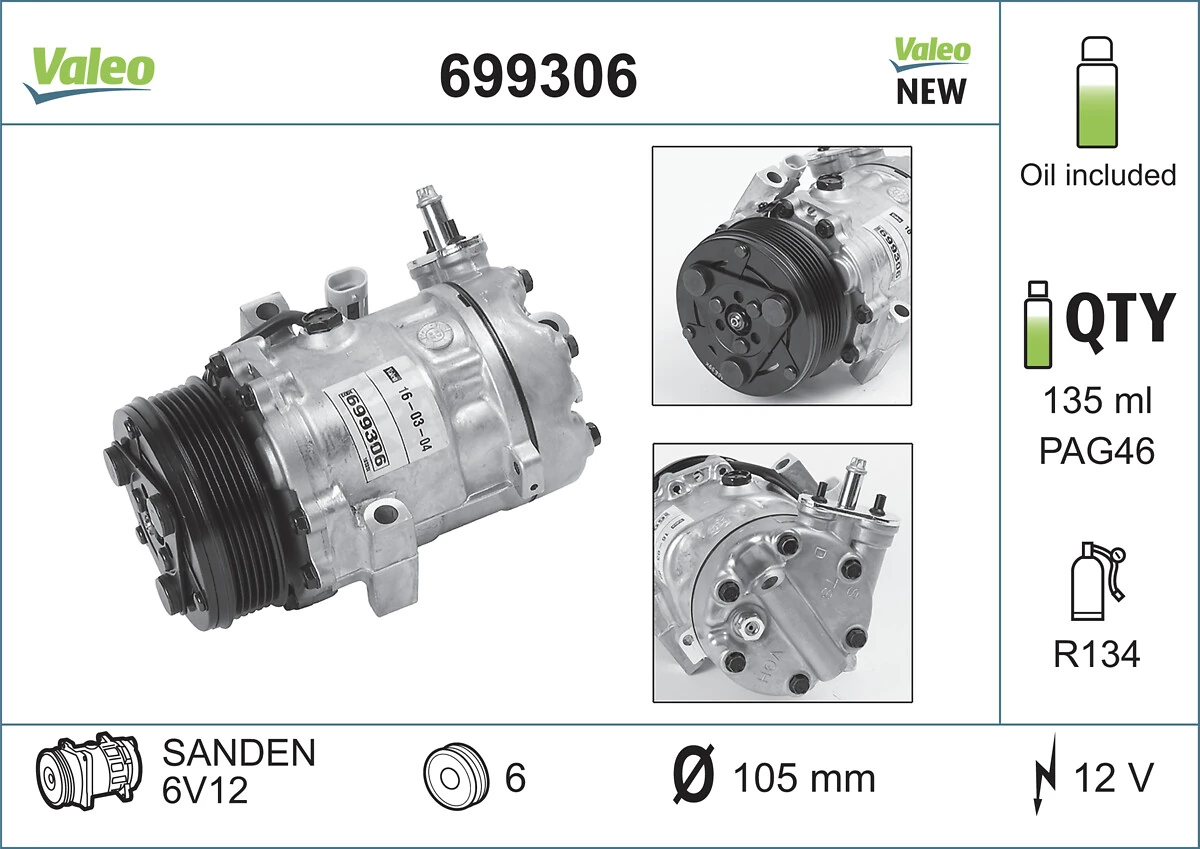 SD6V121418F Sanden Компресор холодоагенту