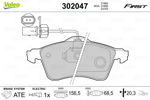 302047 VALEO Передні гальмівні колодки
