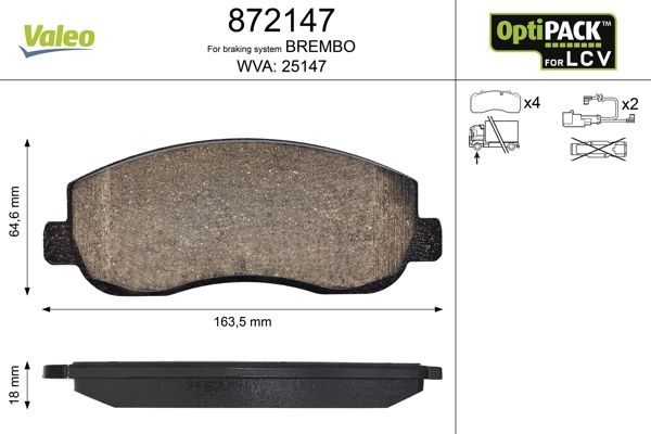 872147 VALEO Передні гальмівні колодки