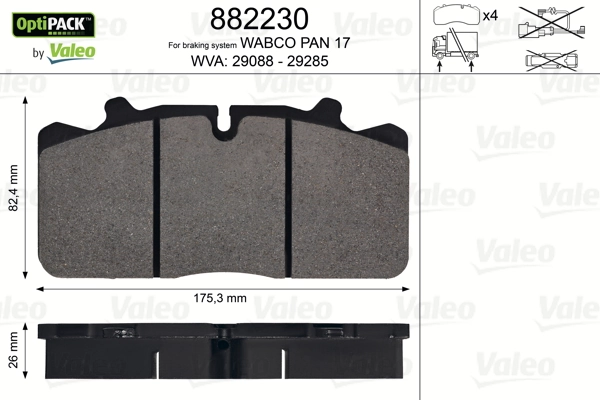 Гальмівні колодки VALEO 882230 ціна, від 59.86 USD