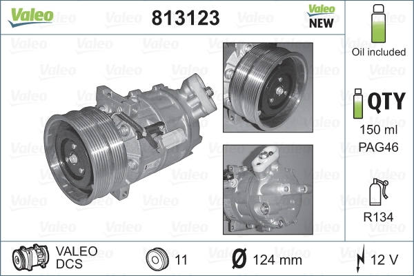 Компресор системи кондиціювання VALEO 813123 ціна, від 420.69 USD