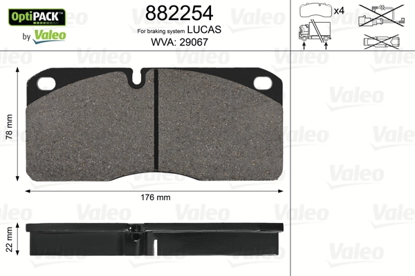 Гальмівні колодки VALEO 882254 ціна, від 43.63 USD