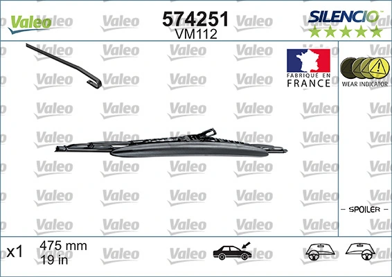 Щітка склоочисника лобового скла, водійська VALEO 574251