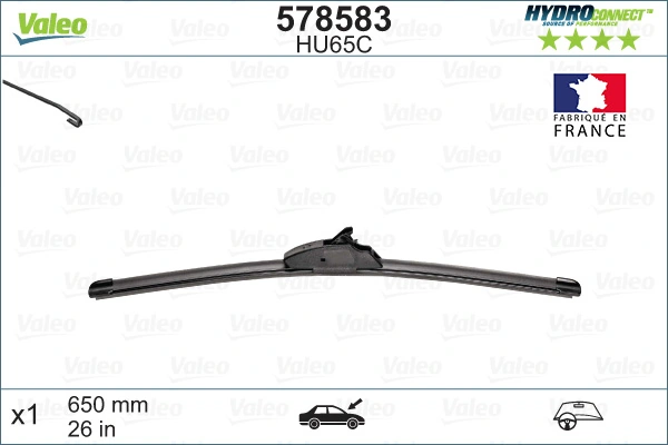 Щітка склоочисника лобового скла, водійська VALEO 578583