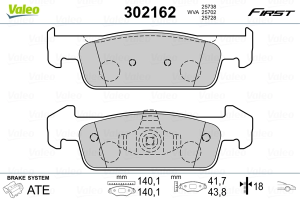 302162 VALEO Передні гальмівні колодки