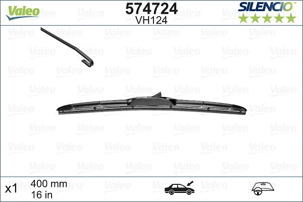 Щітка-двірник лобового скла, пасажирська VALEO 574724 ціна, від 10.87 USD