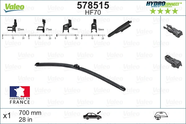 Щітка склоочисника лобового скла, водійська VALEO 578515