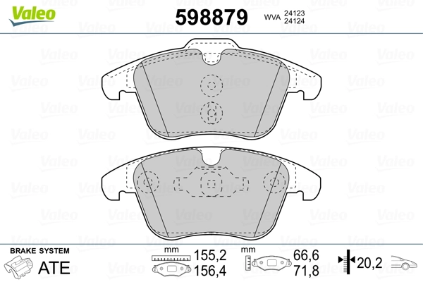 598879 VALEO Передні гальмівні колодки