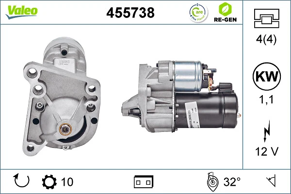Купити 455738 VALEO Стартер