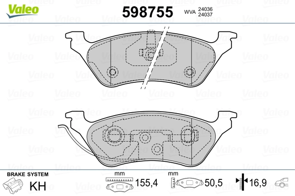 598755 VALEO Колодки гальмівні задні, дискові