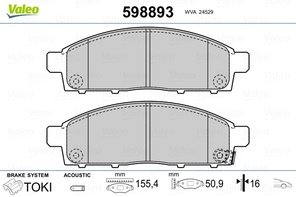 598893 VALEO Передні гальмівні колодки