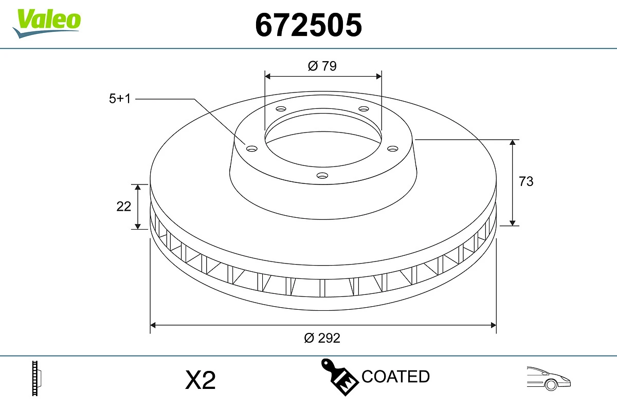 Диск переднього гальма VALEO 672505 ціна, від 50.01 USD
