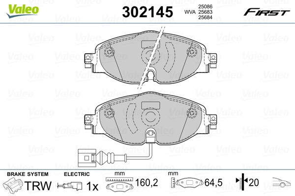 302145 VALEO Передні гальмівні колодки