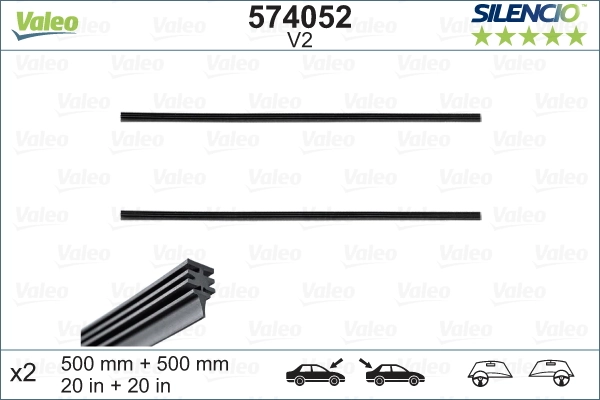 Гумка щітки склоочисника, комплект VALEO 574052 ціна, від 10.28 USD