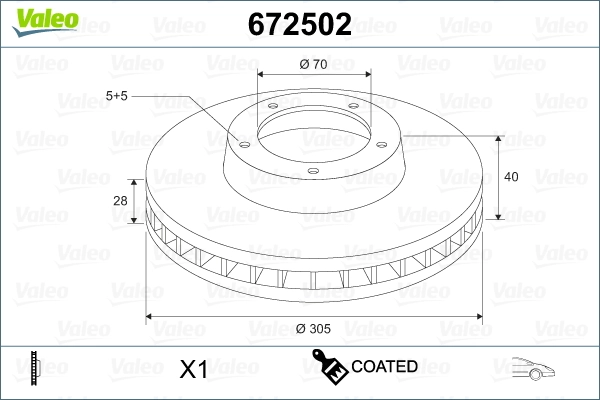 672502 VALEO Гальмо дискове переднє