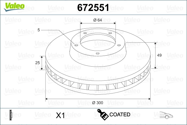 Диск переднього гальма VALEO 672551 ціна, від 37.41 USD
