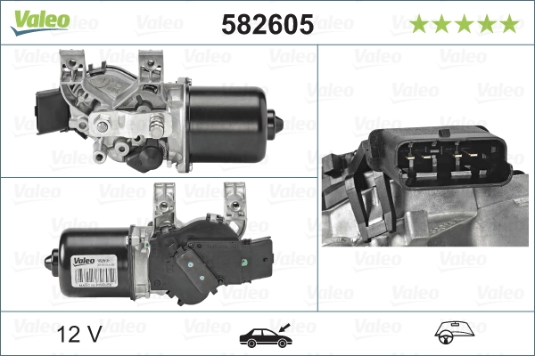 Двигун склоочисника лобового скла (трапеції) 582605 VALEO
