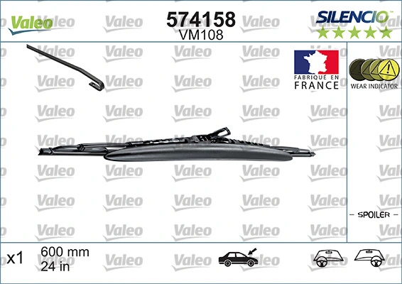 Щітка склоочисника лобового скла, водійська VALEO 574158