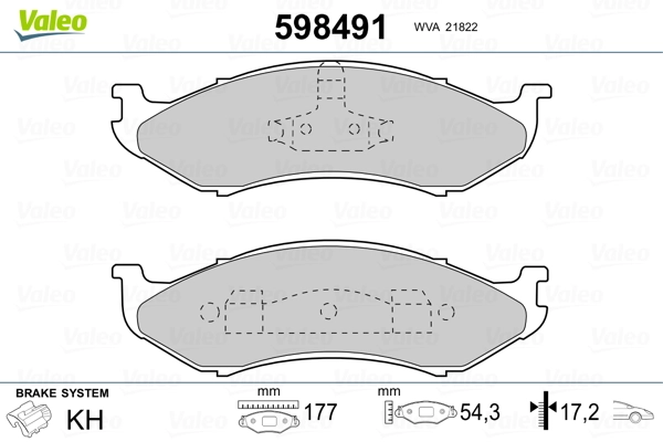 598491 VALEO Передні гальмівні колодки