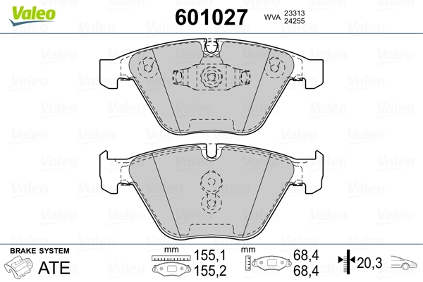 601027 VALEO Передні гальмівні колодки