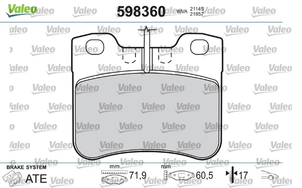 598360 VALEO Передні гальмівні колодки