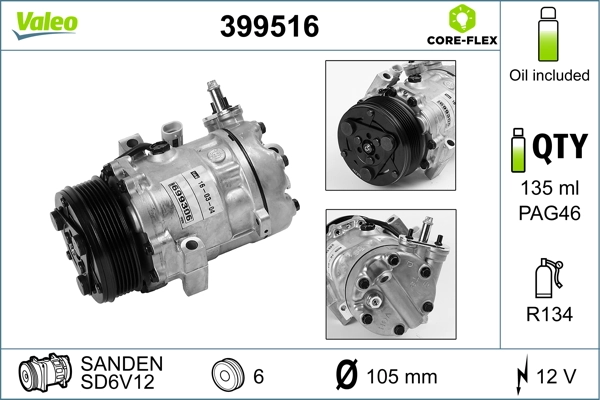 Насос кондиціонера Sanden SD6V121418F