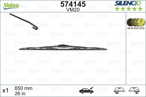 Щітка-двірник лобового скла, водійська VALEO 574145 ціна, від 9.39 USD