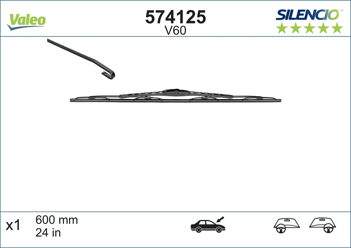 Щітка-двірник лобового скла, комплект з 2-х шт. VALEO 574125 ціна, від 15.47 USD
