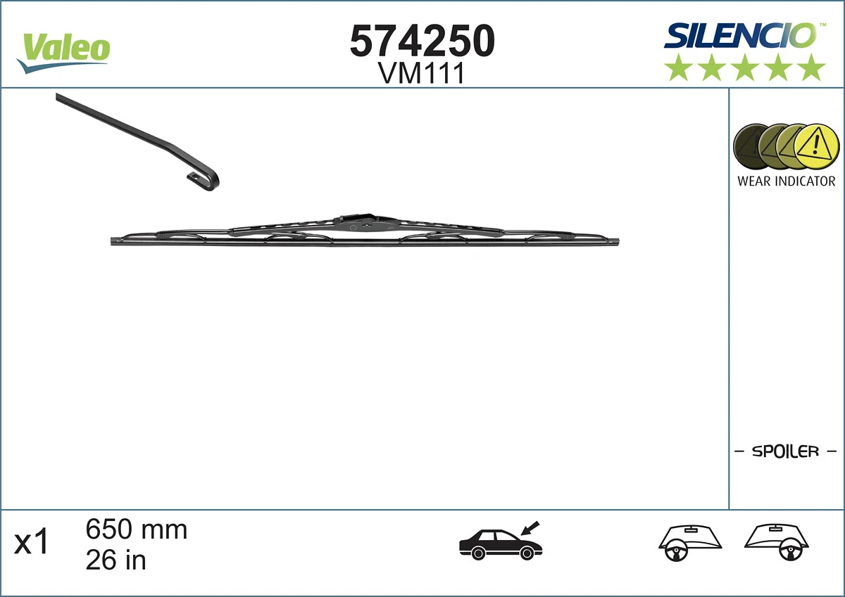 Щітка-двірник лобового скла, водійська VALEO 574250 ціна, від 14.39 USD