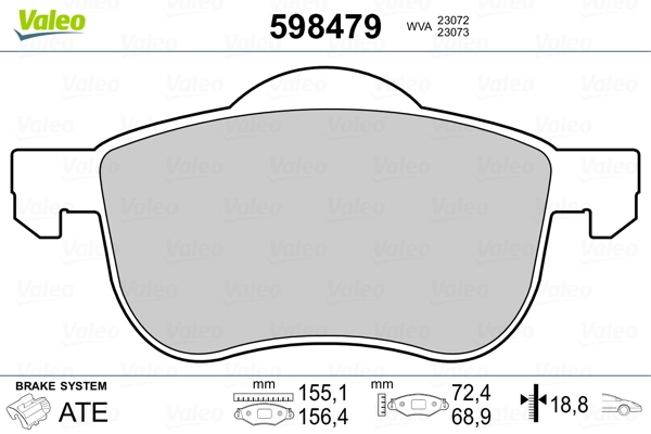 598479 VALEO Передні гальмівні колодки