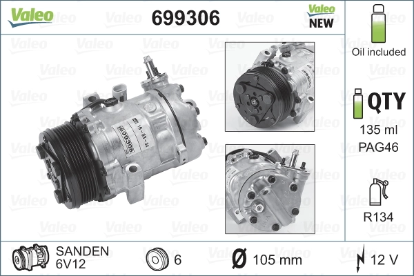 Купити SD6V121418F Sanden Компресор кліматичної установки