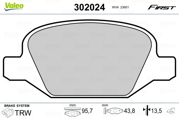 302024 VALEO Колодки гальмівні задні, дискові