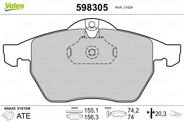 598305 VALEO Передні гальмівні колодки