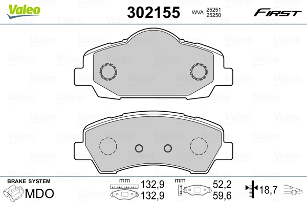 302155 VALEO Передні гальмівні колодки