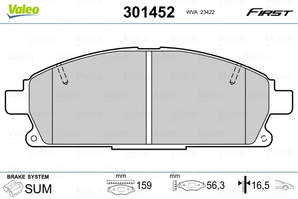 301452 VALEO Передні гальмівні колодки