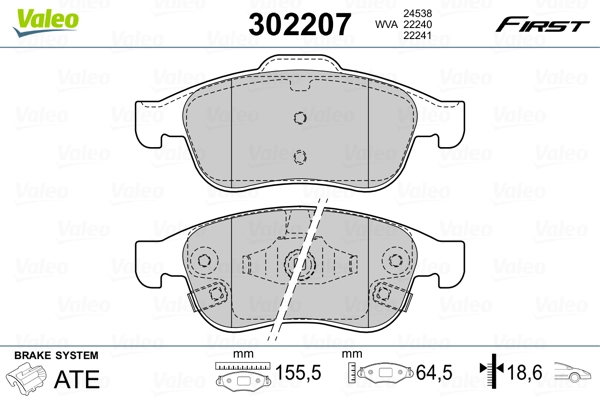 302207 VALEO Передні гальмівні колодки