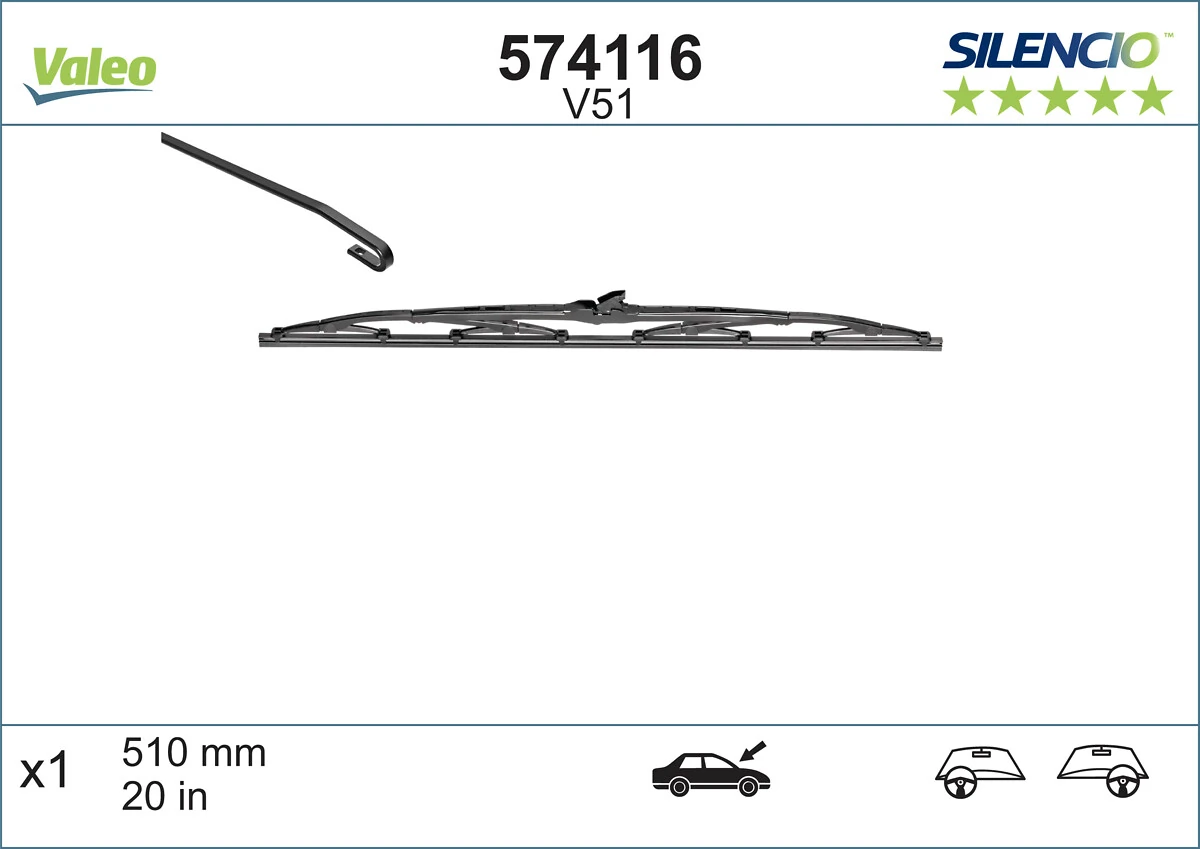 Щітка-двірник лобового скла, пасажирська VALEO 574116 ціна, від 7.98 USD
