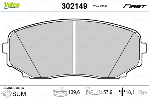 302149 VALEO Передні гальмівні колодки